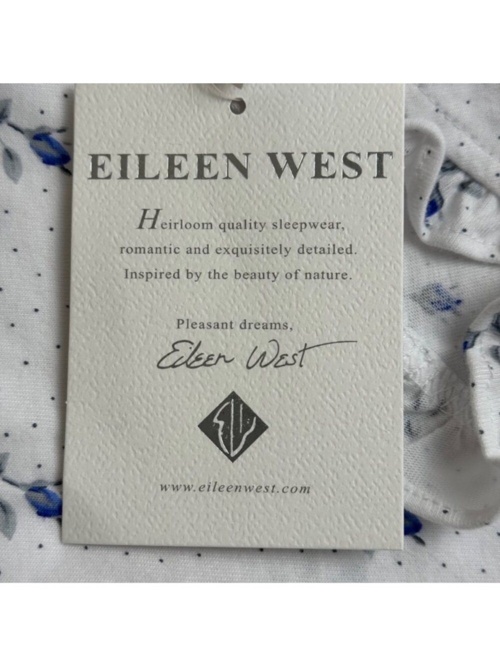 Eileen West NEW Cotton Traditional Nightgown Size Small White Blue Flowers - Picture 14 of 14